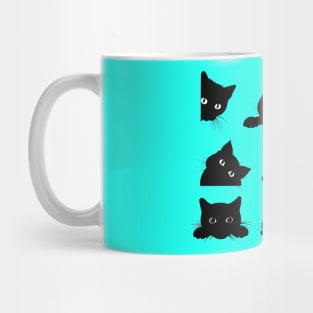 Cute Funny Black Cat in Different Positions Artwork Mug